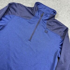 Cinch 1/4 Zip Sweater Mens XL Blue Fleece Pullover Country Western Cowboy